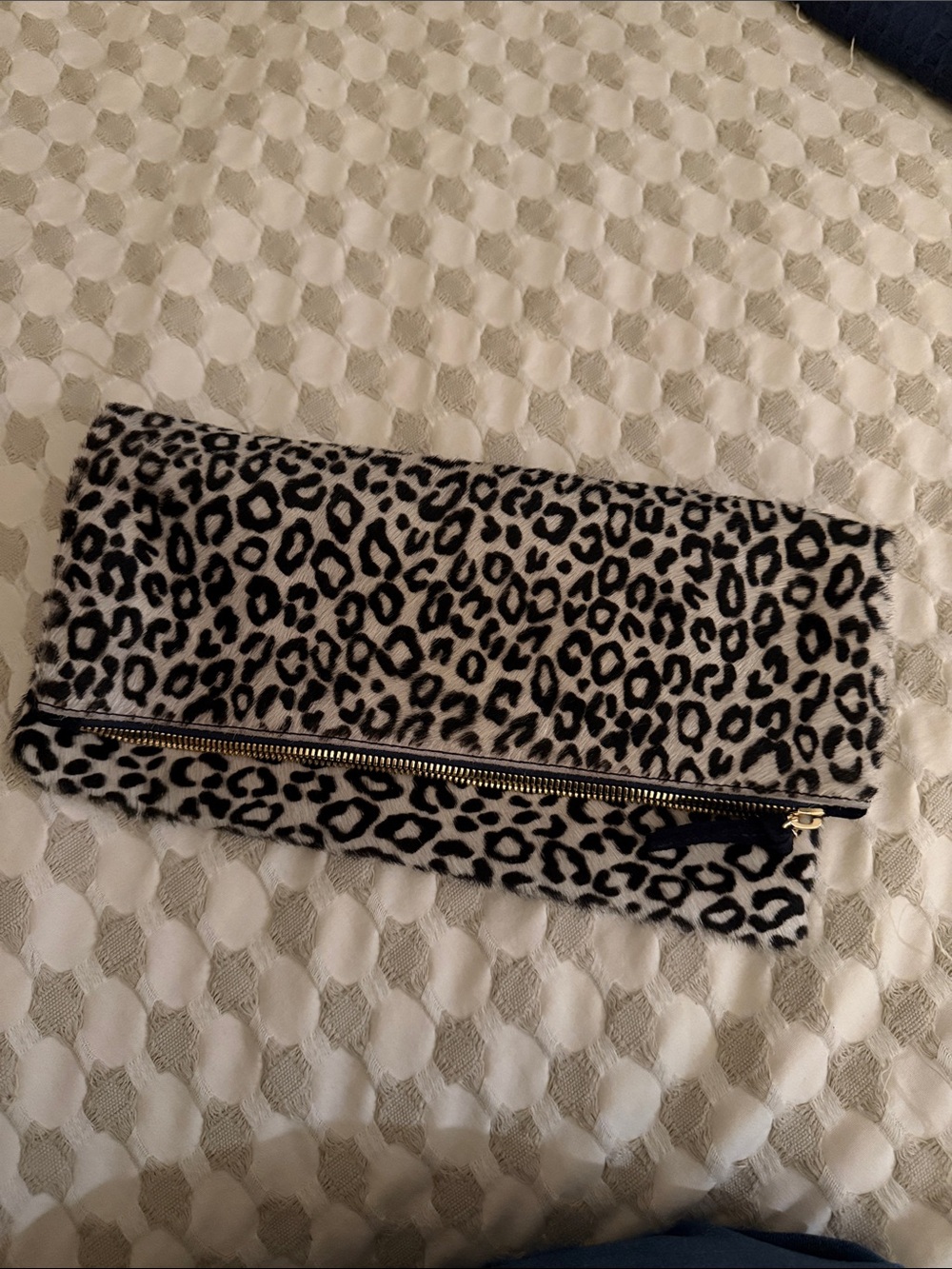 Clare V pony hair fold over leopard cheetah clutch